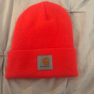 Neon orange carhartt beanie